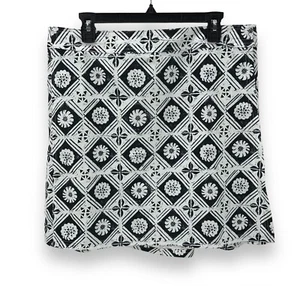 Falda Desgarrada Hawaii Falda Grande Envolvente Corta Cubierta de Natación Negro Blanco Estampado Geométrico - Imagen 1 de 10