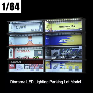 1/64 Diorama Car Garage Model LED Lighting City Car Showroom Scene Display Model - Picture 1 of 66
