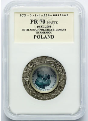 Poland 10 Zlotych, 2008, 400 years of Polish Settlement in Jamestown, America - Image 1 of 3