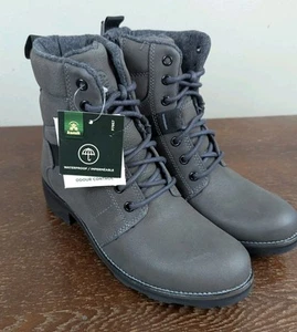 Botas de invierno Kamik Isabella Mid impermeables grises de cuero para mujer talla 8 nuevas con etiquetas - Imagen 1 de 10