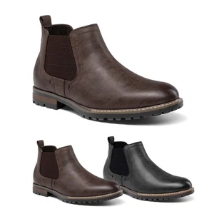 Botas Chelsea sin cordones para hombre cómodas de cuero PU zapatos de vestir - Imagen 1 de 17