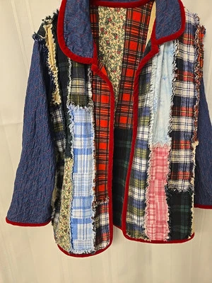 Chaqueta Floral Parche Acolchada Cuadros Patchwork Vintage Talla L  Foto 1 de 4