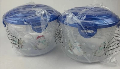 2 Lock & Lock Christmas Storage Containers 1.3 Qt Snowman Winter Holiday NEW - Image 1 of 4