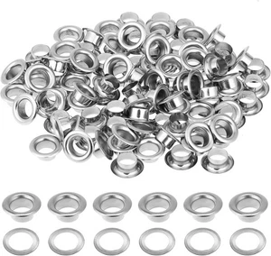 100 Sets Ösen Kit 1/4 Zoll Silber Metall Öse für Leder Stoff Plane Schuhe - Bild 1 von 6