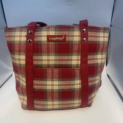 Bolso Cartera Longaberger Homestead Rojo Verde Blanco Foto 1 de 4