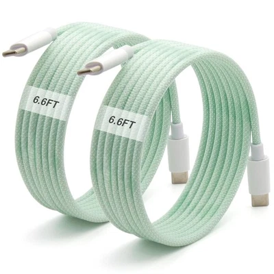 2pack 6FT 60W USB-C to USB-C Fast Charger Cable Nylon Cord For iPhone 15 16 17 - Image 1 of 4