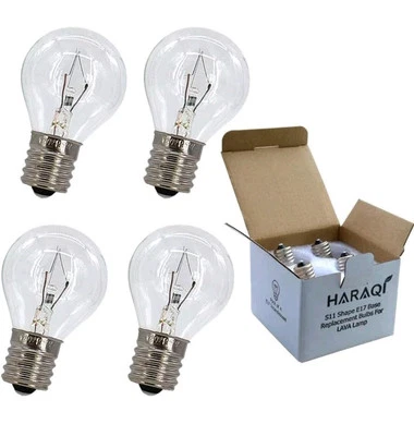 Haraqi Bulbs for Lava Lamps, Glitter Lamps, S11 Shape E17 25 Watt Bulbs 4 Pack - Image 1 of 4