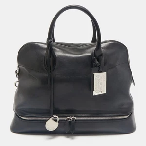 Ralph Lauren Black Leather Dome Zip Satchel - Picture 1 of 10