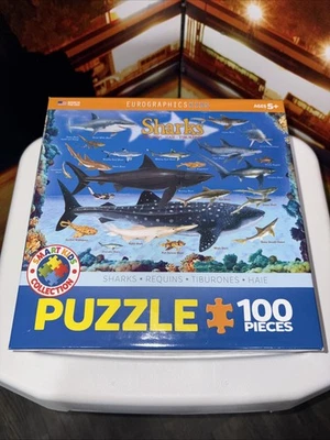 EuroGraphics Sharks Jigsaw Puzzle 100 Pieces Sealed Ages 5+ Sea Ocean - Image 1 of 4
