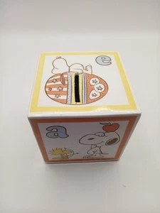 Vintage 1965 Peanuts Snoopy Woodstock Keramik Alphabet ABC Block Coin Bank - Bild 1 von 7