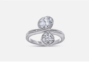 1.50ct Oval & Round Cut Diamond Lab Grown Engagement 14K White Gold Ring - Picture 1 of 8