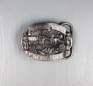 Vintage 1984 Prairie Pioneer Pewter Belt Buckle - Picture 1 of 2