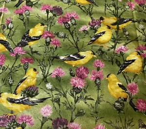 Goldfinch The State Birds Suzan Ellis Fabric 641 Thistle cotton quilt 22 x 43 - Picture 1 of 10