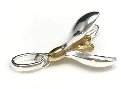 Snowdrop flower pendant two-tone solid Sterling Silver with gold. No chain. - Imagem 1 de 4