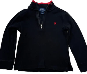 Polo Ralph Lauren Sweater Boys 4T Black Tight Knit Logo Long Sleeve Quarter Zip - Picture 1 of 7