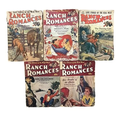 RANCH ROMANCES 5 números pulpa lote años 40’s Warner Pubs libros de bolsillo vintage Foto 1 de 4