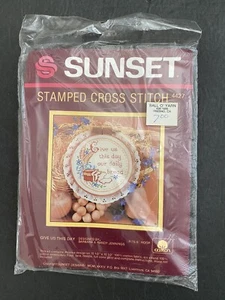 Stamped Cross Stitch Kit GIVE US THIS DAY New Sealed Fits 6 inch Hoop Sunset VTG - Picture 1 of 5