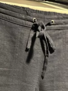 NICOLE MILLER Lino pull on cordino da donna taglia L blu navy - Foto 1 di 10