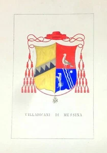 1901 ARALDICA STEMMA FAMIGLIA VILLADICANI MESSINA - Imagen 1 de 1
