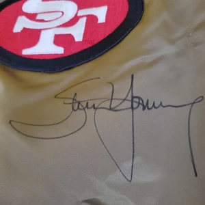 Vintage NFL Chalk Line San Francisco 49ers Satin Jacket Sz Lg SIGNED STEVE YOUNG - Picture 1 of 9