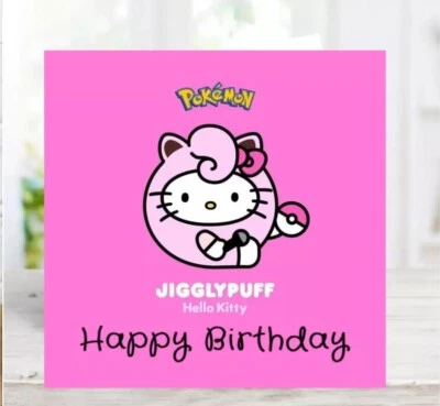 Personalised Hello Kitty Birthday Card, Pokemon Birthday Cards, Sister Birthday - Image 1 of 3