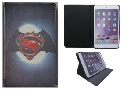 Bat man Super man  Logo Leather Case Cover Apple iPad Mini 1 3 4 5 6  gen tablet - Image 1 of 4
