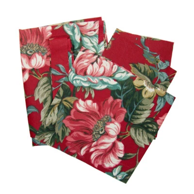 Large Print Floral Decor Sewing Fabric Red Maroon Material Remnants & Scraps 3oz - Image 1 of 2