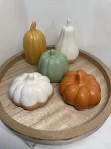 5 pc target bullseye playground mini ceramic pumpkins variety modern boho decor - Picture 1 of 7