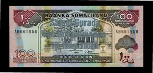SOMALILAND 100 SHILLINGS 1996 SILVER COMMEMORATIVE ISSUE PICK # 18 UNC. - Picture 1 of 2
