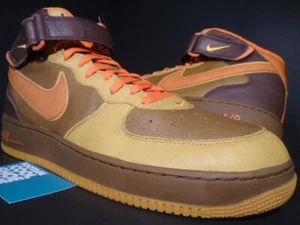 06 NIKE AIR FORCE 1 MID PREMIUM QK THANKSGIVING WHEAT HAZELNUT ORANGE CHUTNEY 14 - Picture 1 of 9