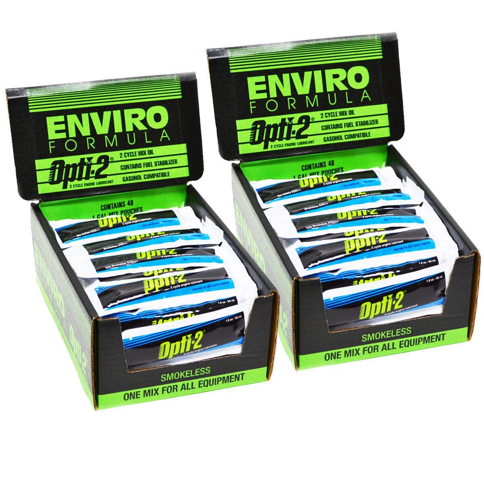 28 Pouches OPTI Engine Oil 2 Cycle Mix 2.5 Gallon 3.2oz Opti-2 Enviro 20056