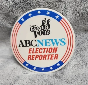 VTG 1988 ABC News Election Reporter Button Bush Dukakis Political Memorabilia  - Picture 1 of 2