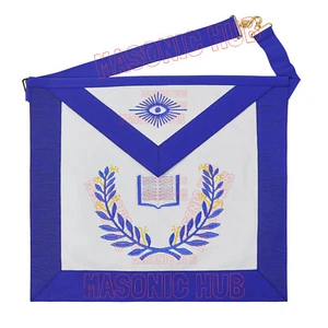 Masonic Regalia Blue Lodge CHAPLAIN  Lambskin Aprons - MACHINE EMBROIDERY LOGO - Picture 1 of 5