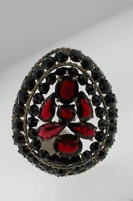 Vintage Red Garnet Shoe Clip Pear Shape In Bronze Finish Stamped ZECLLOSLOVAKI S - Image 1 of 4