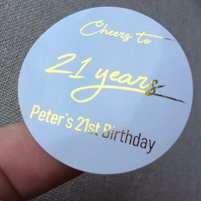 Lámina de Oro Rosa Personalizada 21 Cumpleaños Fiesta Favor Caja Pegatinas Etiquetas de Regalo Foto 1 de 4