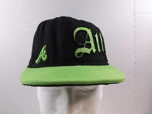 Atlanta Braves New Era Hat 59Fifty Fitted 7 1/4 Neon Green Black BIG SPELLOUT - Picture 1 of 7