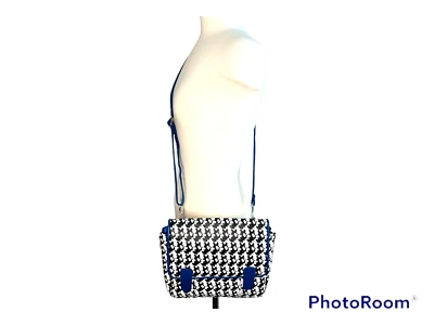 Disney Parks Mickey Mouse Crossbody Messenger Bag Silhouette Houndstooth Black - Image 1 of 4