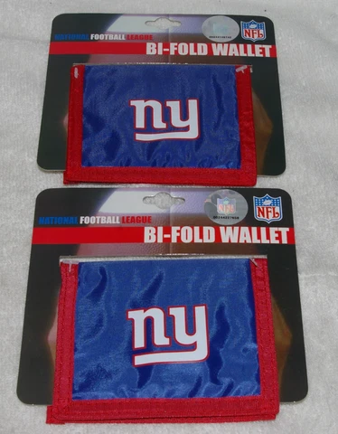 2 pc New York Giants Wallet Bi-Fold Nylon 3 3/4" X 4 1/2" folded Cover