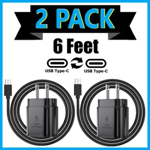 2 Pack 6ft Fast C Charge Cable Adapter USB Cord For Galaxy A14 15 16 25 35 55 75 - Picture 1 of 14