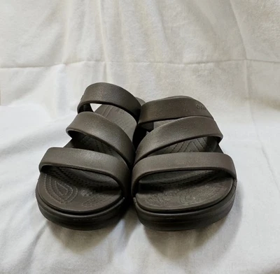 Crocs Kadee II Sandals Brown Taupe Women 3-Strap Sandals - Size 8 - Image 1 of 4