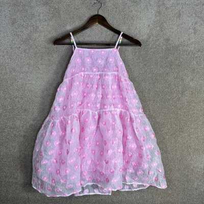 Vestido Lola + The Boys Niñas 12 Rosa Margarita Transparente en Niveles Solero Correas con Cuentas Foto 1 de 4