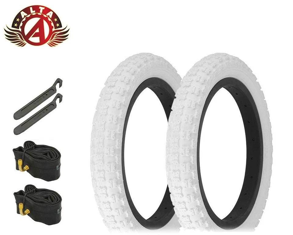 ALTA 14" x 2.125 BMX/Scooter All-Terrain Grip White Tires 90 Degree Tubes, 6pc. - Image 1 of 1