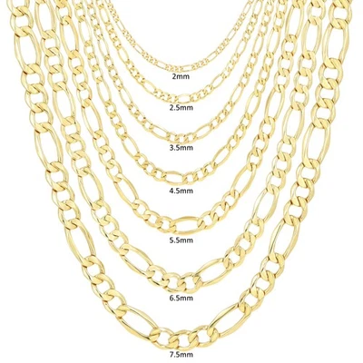 14K Yellow Gold 2mm- 7.5mm Figaro Chain Italian Link Necklace Men Women 16"- 30" - Image 1 of 4