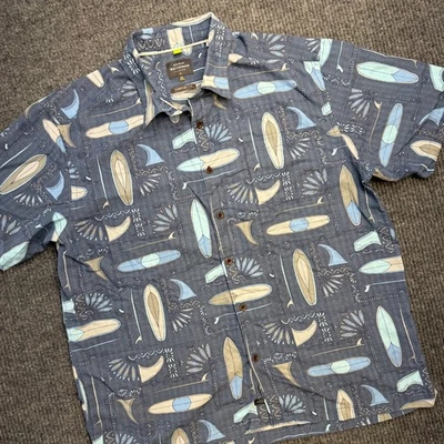 Camisa Quiksilver Para Hombres 2XL Azul Tabla de Surf Hawaiana Waterman Ajuste Cómodo Modal Foto 1 de 4