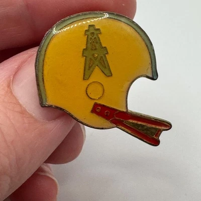 Vtg Houston Oilers Helmet Logo Enamel Lapel Pin Yellow Red NFL Football - Image 1 of 3