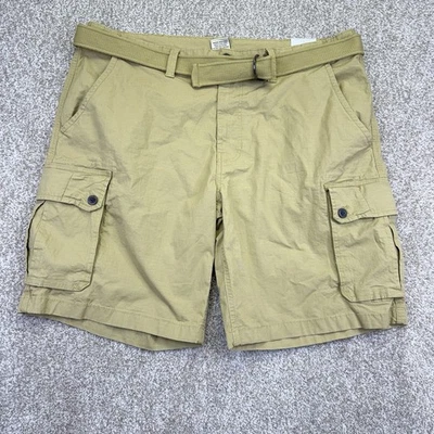 NEW St Johns Bay Ripstop Cargo Shorts Mens Size 42 Khaki Olive Belted - Image 1 of 4