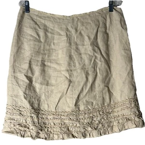 Tommy Bahama Linen Skirt Size 10 Beige Lined Ruffles Coastal Classic Boho - Picture 1 of 7