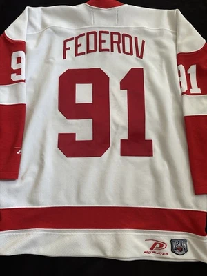 Camiseta deportiva de hockey Sergei Fedorov 91 vintage del jugador profesional Detroit Red Wings talla XL Foto 1 de 4