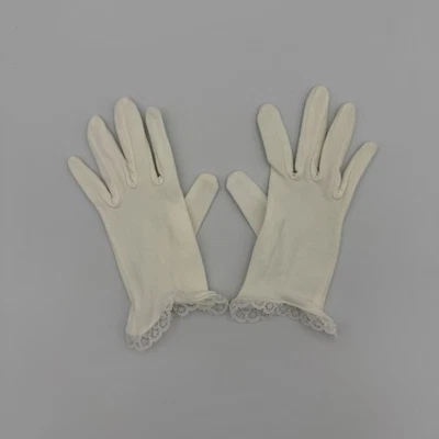 Guantes de vestir blancos vintage para niños con encaje | Edades 4-7 | Nylon elástico Foto 1 de 4