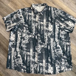 One Bone Shirt Mens 5 6XL Hybrid Button Up Glitch Camo Short Sleeve Gray - Picture 1 of 17